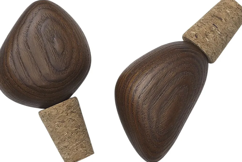 Ferm Living Cairn Wine Stoppers - Set of 2 - Dark Brown
