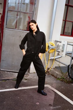 Rabens Saloner Canvas light jumpsuit - Jozette Faded black Discount