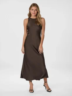Neo Noir Celinie Heavy Sateen Dress Dark brown