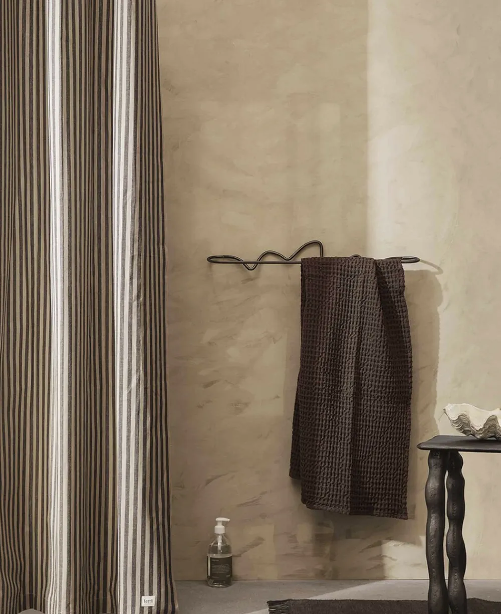 Ferm Living Chambray Shower Curtain - Sand/Black