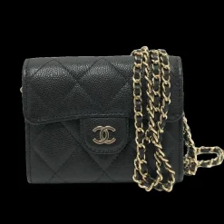 Chanel Vintage Chanel Wallet On Chain Black New