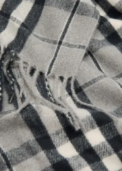 MANGO Check scarf with fringed ends 92 New