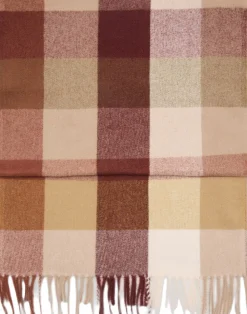 MANGO Check scarf with fringed ends Brown Sale