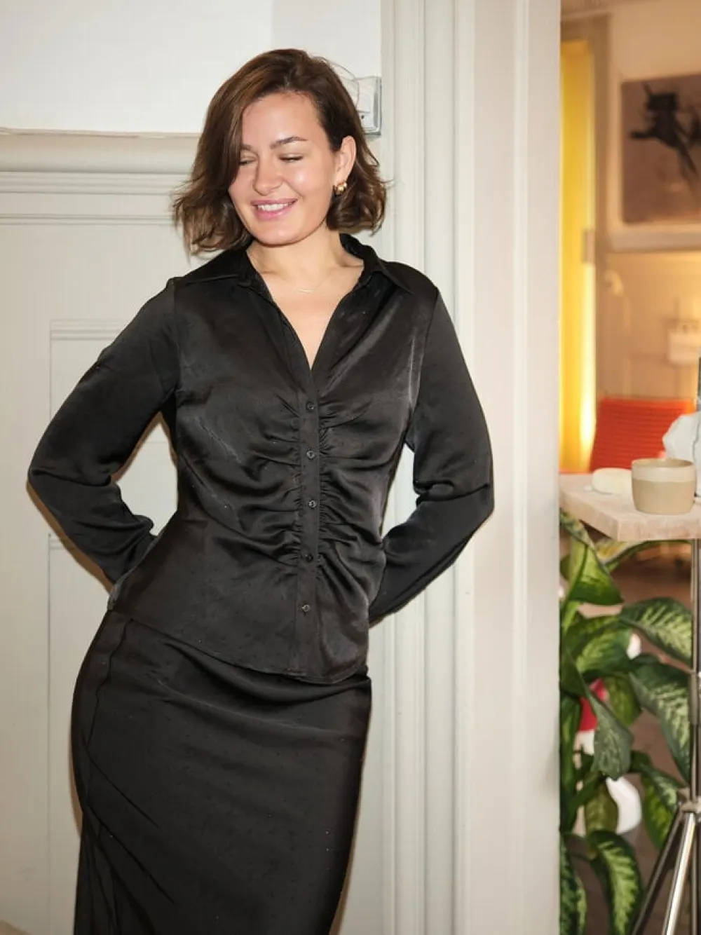 Christy Heavy Sateen Bedaz Shirt>Neo Noir Hot