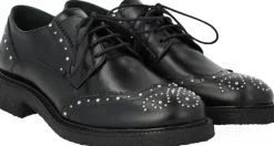 ANGULUS Chunky snøresko i læder med dekorat 1835 black Sale