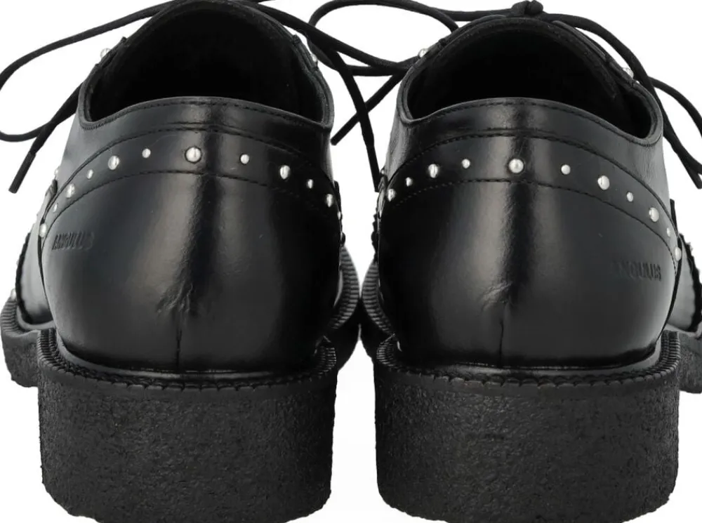 ANGULUS Chunky snøresko i læder med dekorat 1835 black Sale