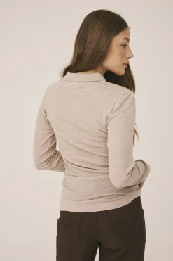 Dame Magasin du Nord Collection Cilla 12 Langærmede polo strik - 100% Merino uld RWS