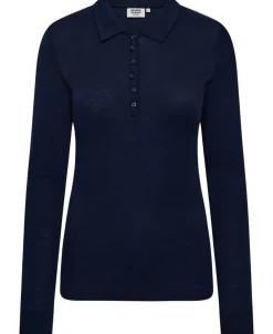 Dame Magasin du Nord Collection Cilla 12 Langærmede polo strik - 100% Merino uld RWS