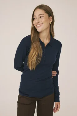 Dame Magasin du Nord Collection Cilla 12 Langærmede polo strik - 100% Merino uld RWS