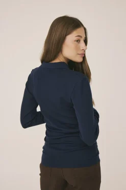 Dame Magasin du Nord Collection Cilla 12 Langærmede polo strik - 100% Merino uld RWS