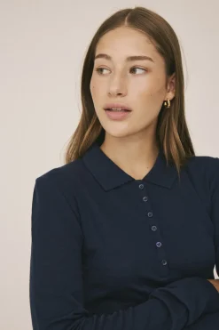 Dame Magasin du Nord Collection Cilla 12 Langærmede polo strik - 100% Merino uld RWS