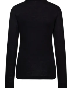 Magasin du Nord Collection Cilla 12 Langærmede polo strik - 100% Merino uld RWS Black Online