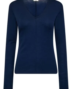 Dame Magasin du Nord Collection Cilla 16 V-halset bluse - 100% merino wool RWS