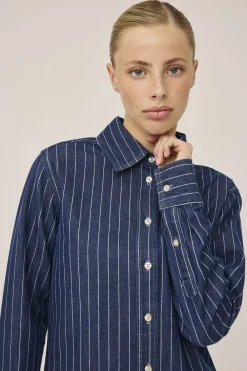 Magasin du Nord Collection Cleo 16 Denimskjorte - 100% Økologisk bomuld GOTS Navy pin stripe New