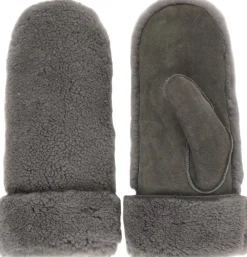 Lovelies COLON - MITTENS - PALM OF SUEDE AND UPPER OF CURLY SHEARLING Dark grey Sale