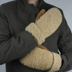 Lovelies COLON - MITTENS - PALM OF SUEDE AND UPPER OF CURLY SHEARLING Champagne / almon Online
