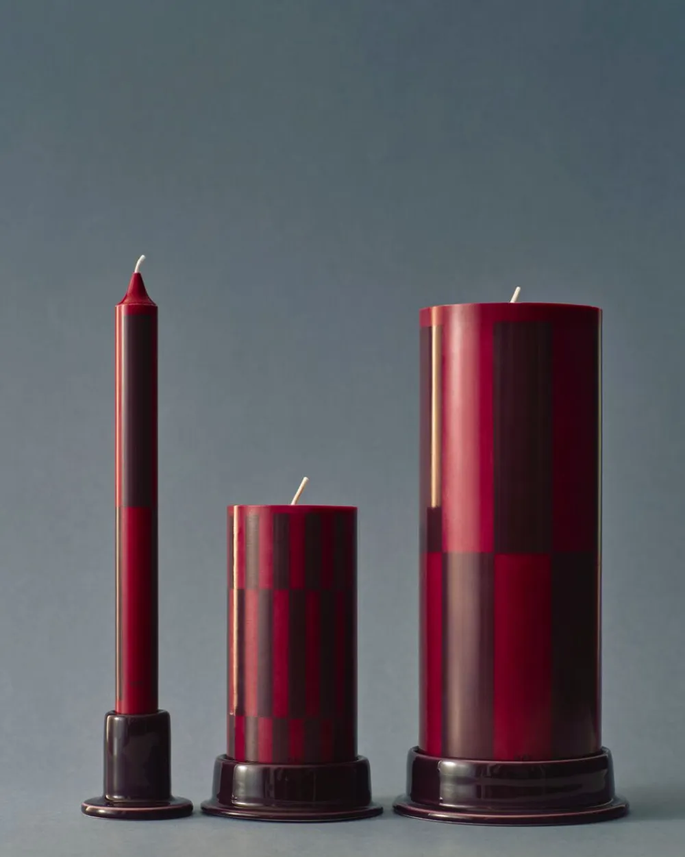 Column Candle-Large-Wine with bordeaux large check>Hay Hot