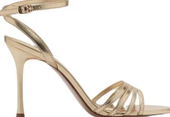 MANGO Combined strap heeled sandal Gold Clearance