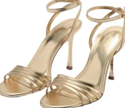MANGO Combined strap heeled sandal Gold Clearance
