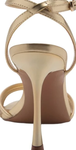 MANGO Combined strap heeled sandal Gold Clearance