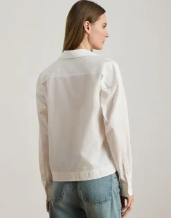 Lauren Ralph Lauren Cotton Broadcloth Cropped Shirt Hvid Outlet