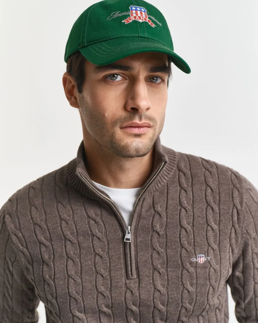 Gant COTTON CABLE HALF ZIP Seawood melange Online