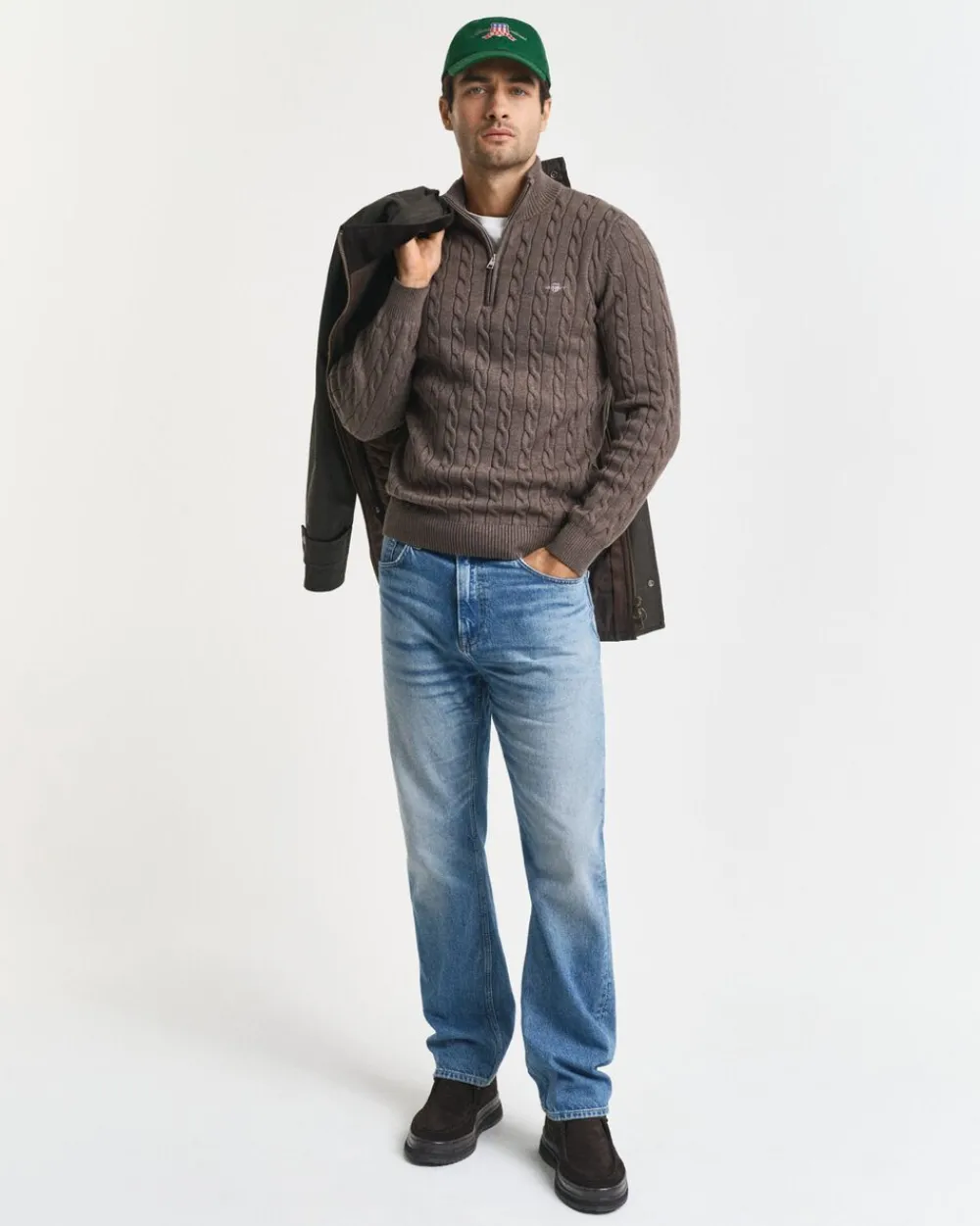 Gant COTTON CABLE HALF ZIP Seawood melange Online