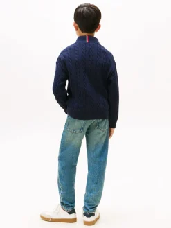 COTTON CABLE HALF ZIP SWEATER>Tommy Hilfiger New