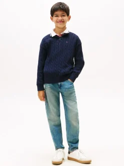 COTTON CABLE HALF ZIP SWEATER><noscript><img width=