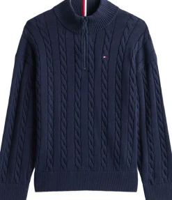 COTTON CABLE HALF ZIP SWEATER><noscript><img width=