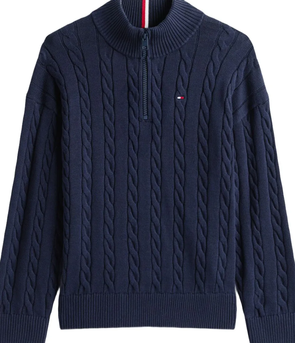 COTTON CABLE HALF ZIP SWEATER>Tommy Hilfiger New