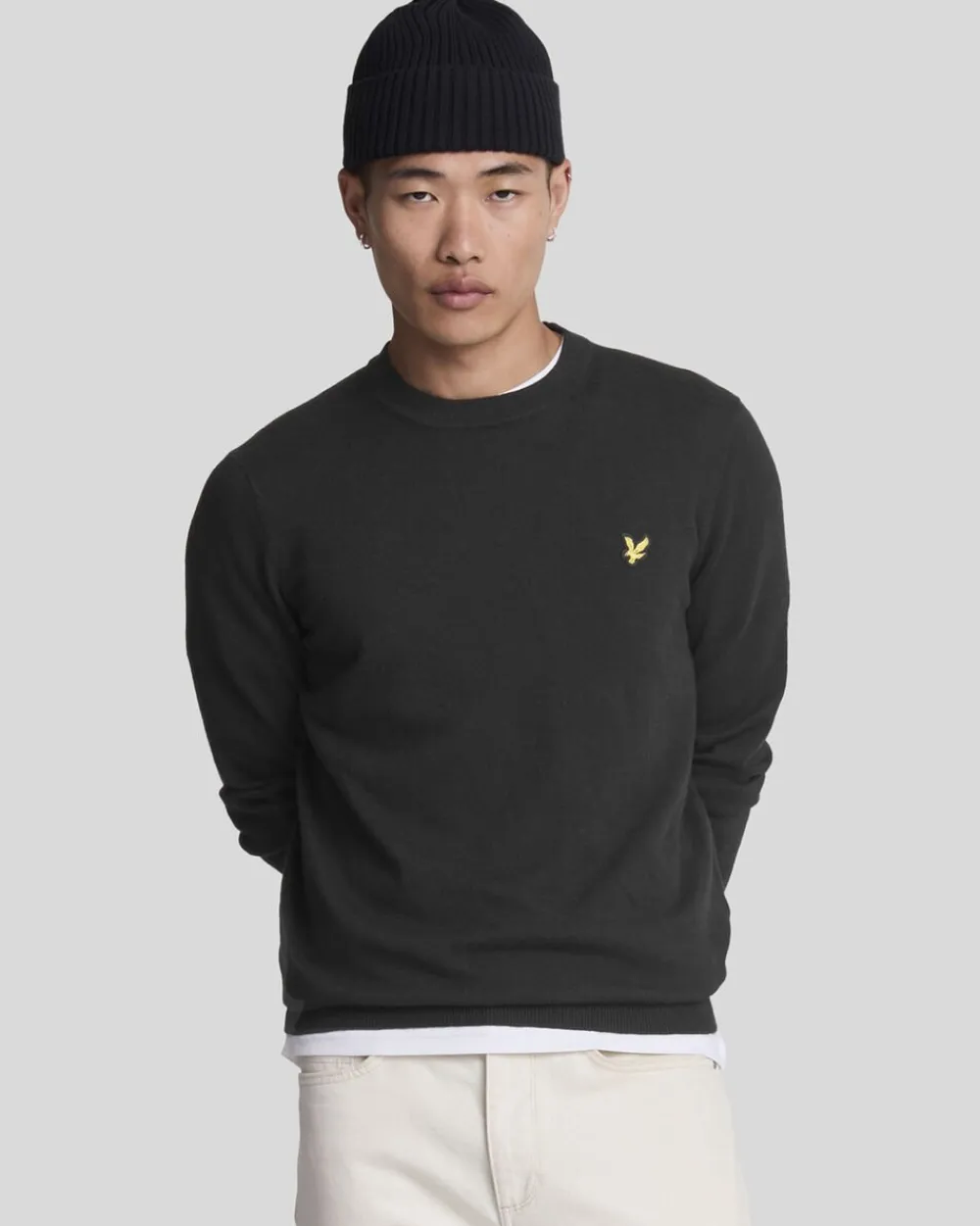 Lyle & Scott Cotton Merino Crew Neck Jumper Z865 jet black New
