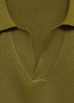 MANGO Cotton polo shirt with microstructu Green Best
