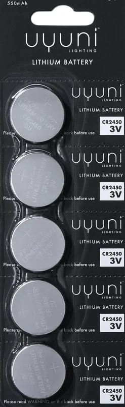 Uyuni CR2450 Battery, 3V, 550mAh - 5 pack