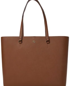 Lauren Ralph Lauren Crosshatch Leather Large Karly Tote Lauren tan Hot