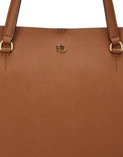 Lauren Ralph Lauren Crosshatch Leather Large Karly Tote Lauren tan Hot
