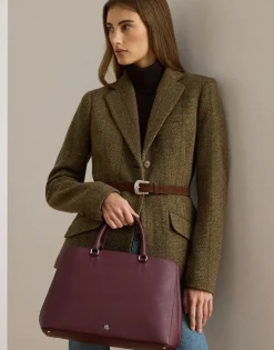 Crosshatch Leather Large Hanna Satchel>Lauren Ralph Lauren