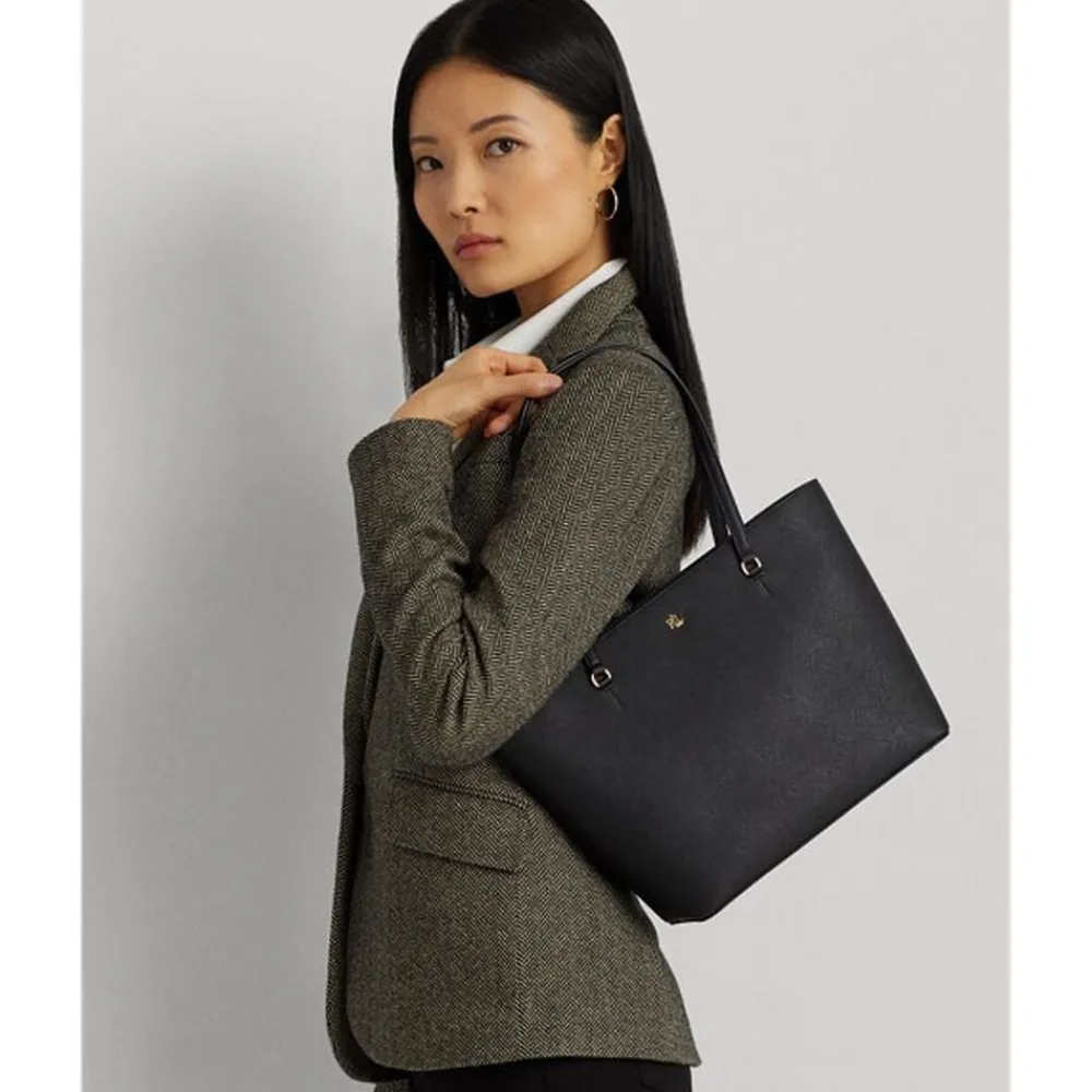Dame Lauren Ralph Lauren Crosshatch Leather Medium Karly Tote