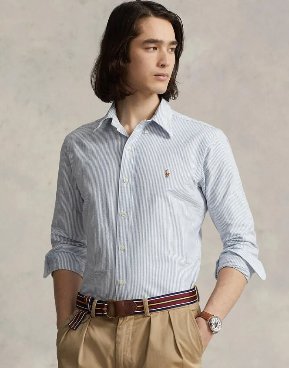 Polo Ralph Lauren Custom Fit Oxford Shirt Blue/white stripe Clearance