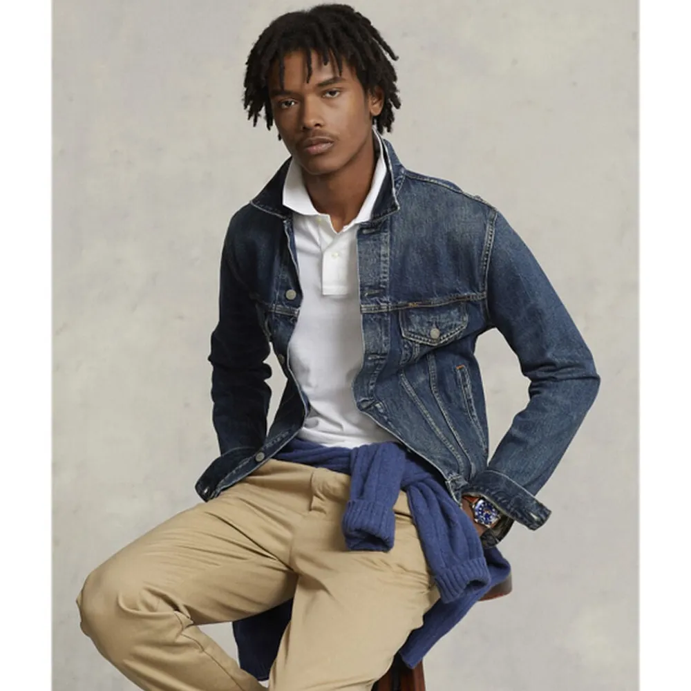 Polo Ralph Lauren Custom Slim Fit Mesh Polo Hvid Clearance