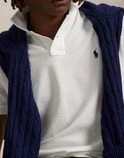Polo Ralph Lauren Custom Slim Fit Mesh Polo Hvid Clearance