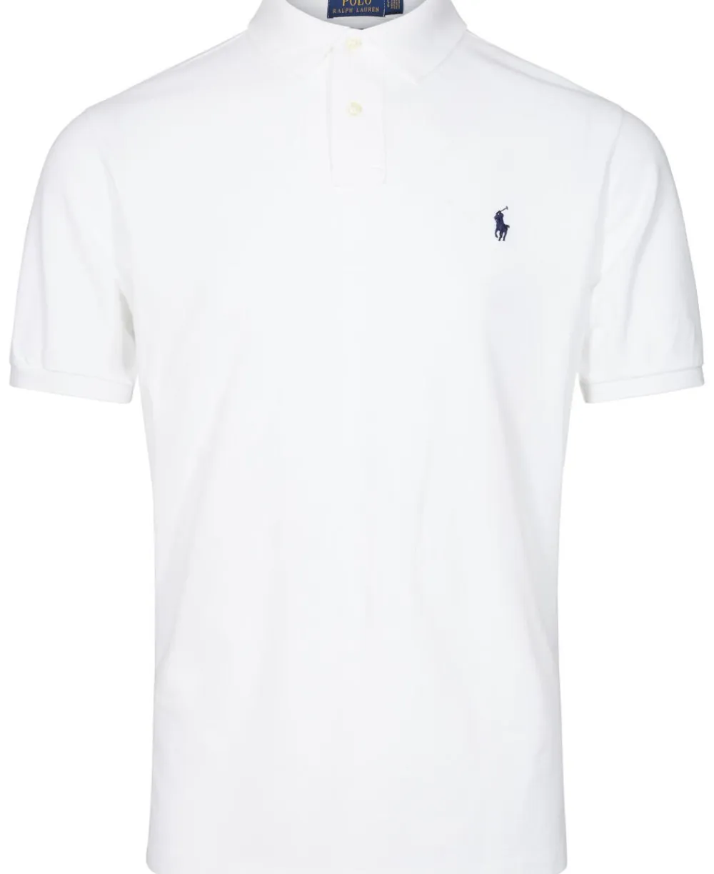 Polo Ralph Lauren Custom Slim Fit Mesh Polo Hvid Clearance