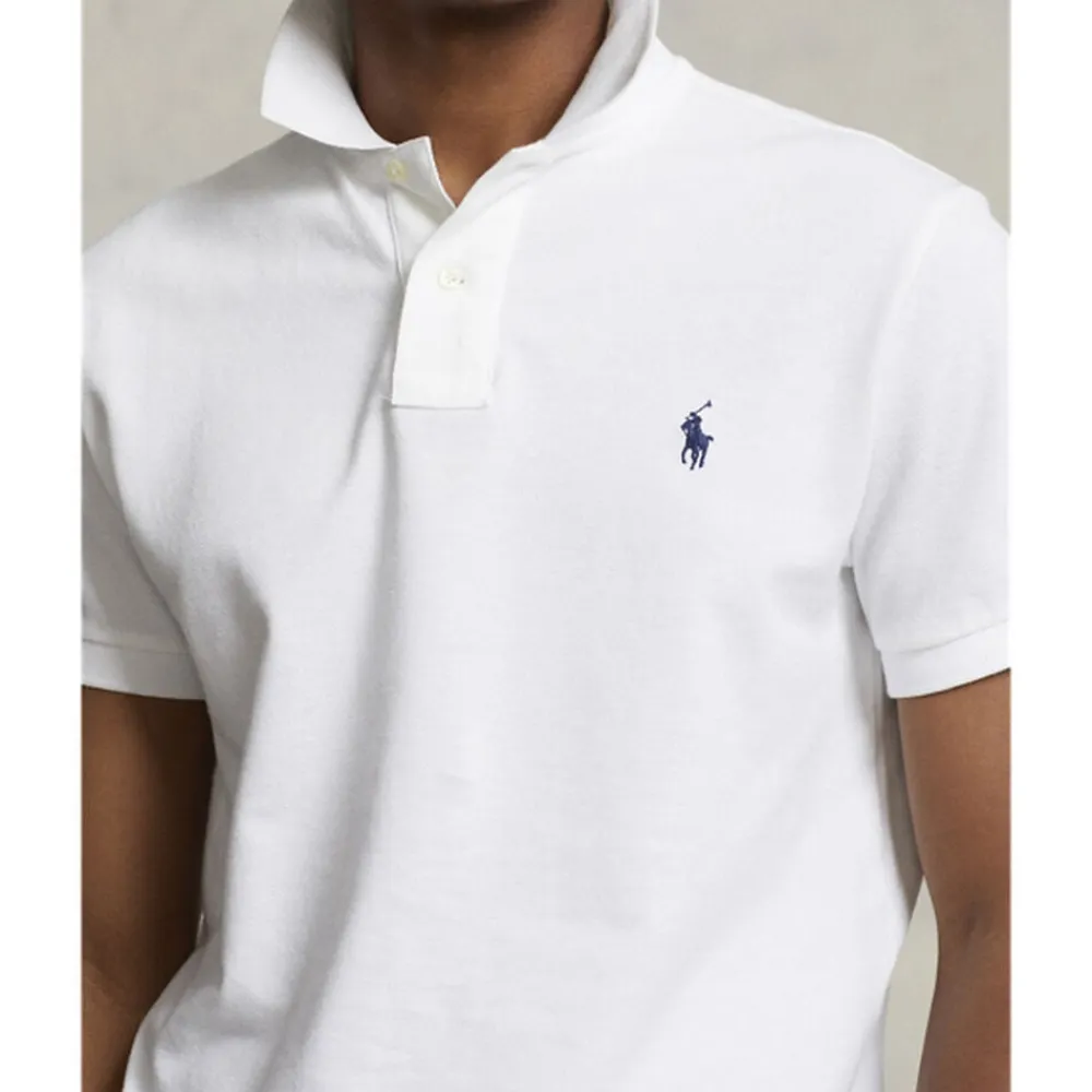 Polo Ralph Lauren Custom Slim Fit Mesh Polo Hvid Clearance