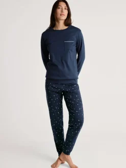DAMEN Pyjama mit Bündchen><noscript><img width=