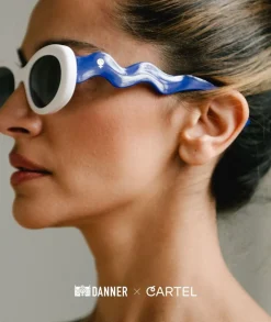 Cartel Copenhagen Danner x Cartel Oval Sunnies - Shell/CartelBlue Hvid, blå Sale