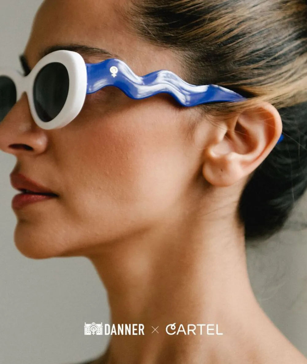 Cartel Copenhagen Danner x Cartel Oval Sunnies - Shell/CartelBlue Hvid, blå Sale