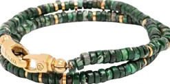Nialaya Dark Malachite Heishi Wrap Bracelet