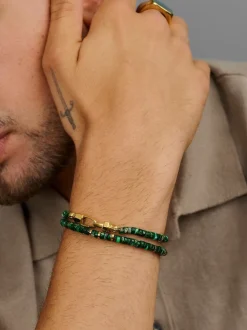 Nialaya Dark Malachite Heishi Wrap Bracelet