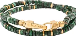 Nialaya Dark Malachite Heishi Wrap Bracelet
