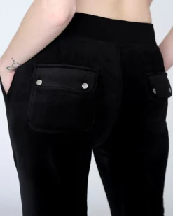 Juicy Couture Del Ray Classic Velour Pant Pocket Design Black New